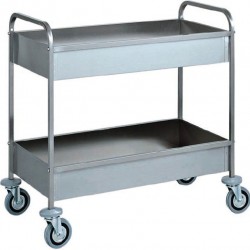 Cărucior inox colectare veselă cu 2 tăvi adânci 900x500x150mm