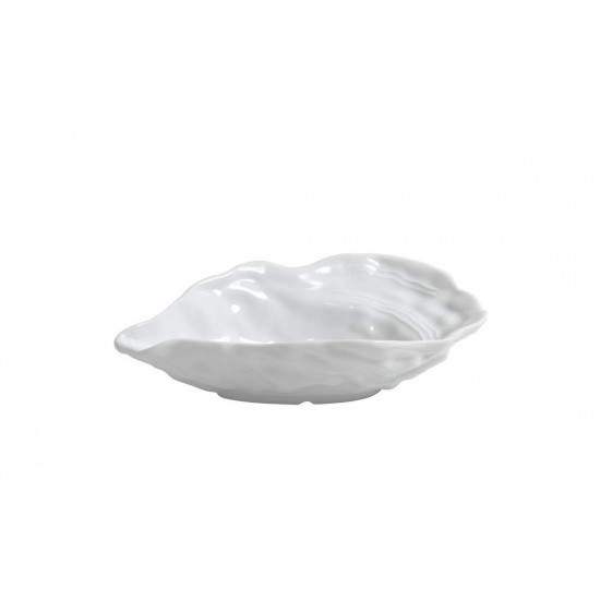 Bol portelan forma stridie, salata, alb, 15x9x3,5 cm