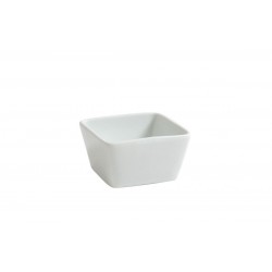 Bol sosuri/salate, portelan alb, patrat, 7x7x3,5 cm