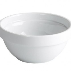 Bol suprapozabil, salate/supe, rotund, portelan alb, 370 ml, 13X6 cm