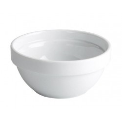 Bol suprapozabil, salate/supe, rotund, portelan alb, 370 ml, 13X6 cm