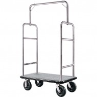 Hotel luggage trolley, stainless steel, gray carpet, 113x62x183cm, Premium