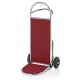 Hotel luggage trolley, copper stainless steel, 2 wheels, burgundy carpet, 61x70.5x121 cm