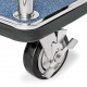 Hotel luggage trolley, glossy stainless steel, blue carpet, 112x6 x186 cm