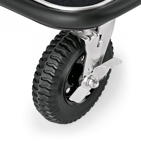 Hotel luggage trolley, polished stainless steel, black carpet, 113x62x191cm Hotel luggage trolley, polished stainless steel, black carpet, 113x62x191cm