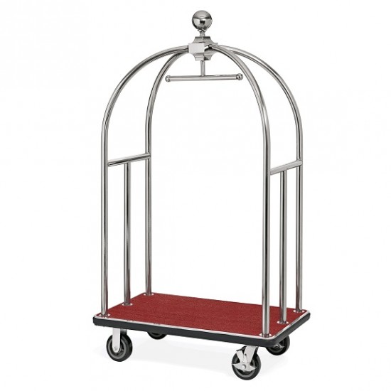 Carucior bagaje hotel, inox lucios, covor rosu, 112x6 x186 cm Carucior bagaje hotel, inox lucios, covor rosu, 112x6 x186 cm