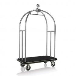 Hotel luggage trolley, stainless steel, black carpet, 113x62x183 cm