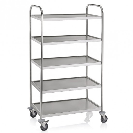 Carucior servire din inox cu 5 rafturi, 85x53x154 cm Carucior servire din inox cu 5 rafturi, 85x53x154 cm