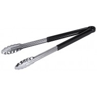 Clește inox bucătărie, grătar, negru, protecție PVC, 40 cm