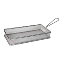 Coș dreptunghiular, servire cartofi prăjiți, din inox, 25,5x13x4,3cm 