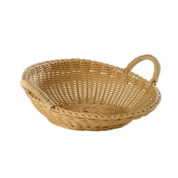 Coș rotund bufet, cu mânere, polipropilenă, bej, Ø 42x18,5 cm