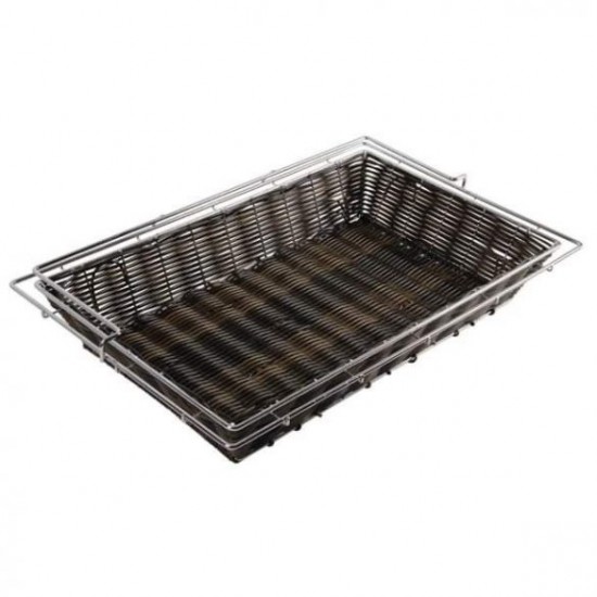 Cos servire paine, fructe, bufet, negru/maro, 56,5x36.5x10 cm Cos servire paine, fructe, bufet, negru/maro, 56,5x36.5x10 cm