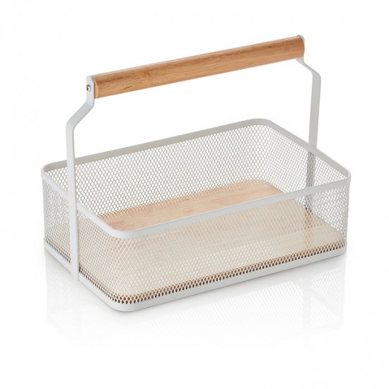 Coș cu mâner servire recipiente pentru sare, piper, ulei, alb, 23,5 X 15,6 X 18,5 cm Coș cu mâner servire recipiente pentru sare, piper, ulei, alb, 23,5 X 15,6 X 18,5 cm