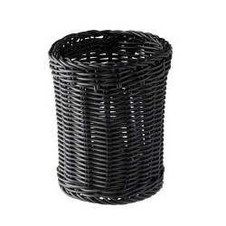Cos/Suport tacamuri poliratan bufet 12XH15 cm - Negru