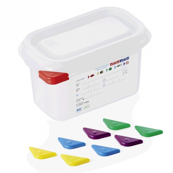 Food storage box GN1/9-100 mm, polypropylene, ColorClip, 1 liter, VITRAline