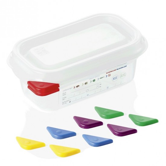 Food box storage, GN1/9-65 mm, polypropylene, ColorClip, 0.6 liters, VITRAline Food box storage, GN1/9-65 mm, polypropylene, ColorClip, 0.6 liters, VITRAline