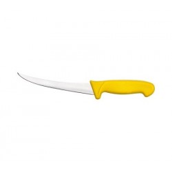 Cuțit curbat pentru dezosare cu mâner galben, profesional, 15 cm