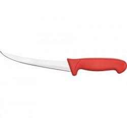 Cutit curbat pentru dezosare cu maner rosu, profesional, HACCP, 15 cm 