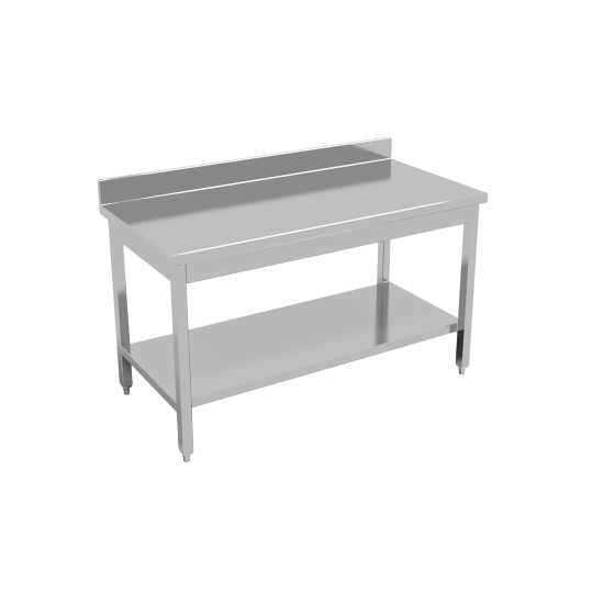 Central work table, with reinforced lower shelf, stainless steel, 800x600x850 mm Central work table, with reinforced lower shelf, stainless steel, 800x600x850 mm