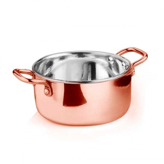 Mini cratiță din inox cuprat cu mânere, servire, cartofi prăjiți, aperitive, 350 ml Mini cratiță din inox cuprat cu mânere, servire, cartofi prăjiți, aperitive, 350 ml