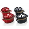 Mini cratita ovala cu capac din fonta 250 ml - Rosie