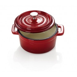 Mini cratita rotunda cu capac din fonta 250 ml - Rosie