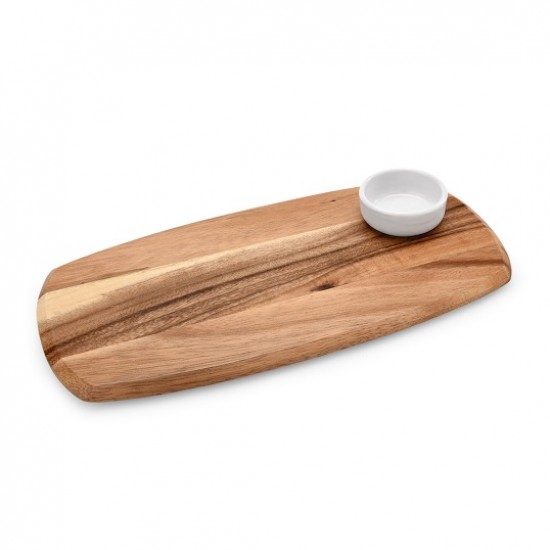 Platou servire din lemn cu bol din portelan 36 x 25 x 1,5 cm Platou servire din lemn cu bol din portelan 36 x 25 x 1,5 cm