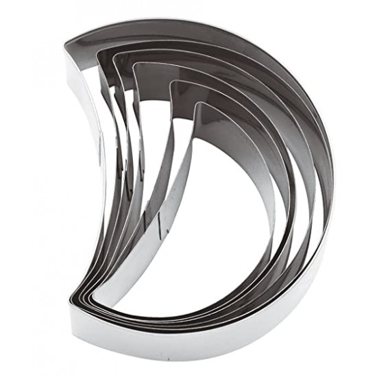 Set 6 decupatoare, cutter aluat, din inox, forma semiluna Set 6 decupatoare, cutter aluat, din inox, forma semiluna