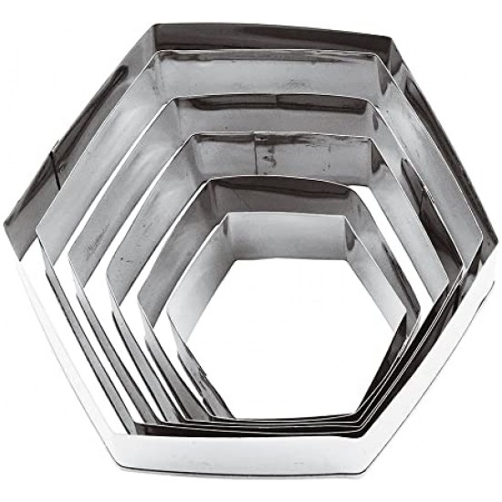 Set 6 decupatoare Hexagon inox, aluat