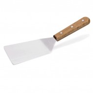 Spatulă inox curbată, maner lemn, 12x8.5-27 cm