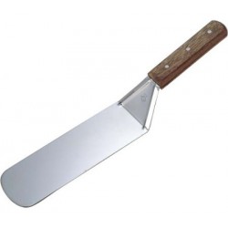 Spatulă inox, curbată, cu mâner din lemn, 19x7-36.5 cm 