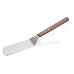 Spatulă inox curbată, maner lemn, 20x7-37 cm