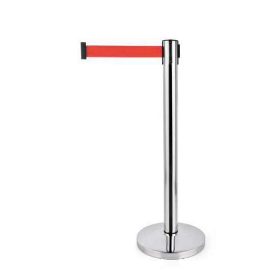Stalp delimitare inox, cu banda retractabila, rosie, 200 cm, Lightflex Stalp delimitare inox, cu banda retractabila, rosie, 200 cm, Lightflex
