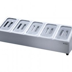 Stand inox, condimente, fructe, legume, 5 GN-uri, 1/4-150 mm