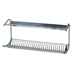 Suport de perete pentru farfurii si pahare, din inox, 80x26x37 h cm