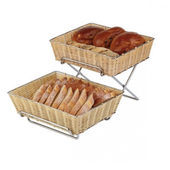 Buffet stand for baskets , metall chrome plated, 2-tier, 46x24 cm Buffet stand for baskets , metall chrome plated, 2-tier, 46x24 cm