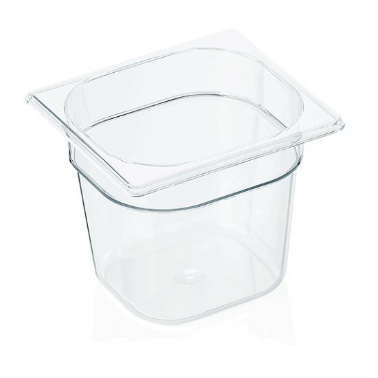 GN 1/6 tray - 150 mm, transparent polycarbonate, 2.3 liters, VITRAline GN 1/6 tray - 150 mm, transparent polycarbonate, 2.3 liters, VITRAline