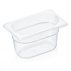 Tray GN1 / 9-100 mm, transparent polycarbonate, 0.9 liters, VITRAline