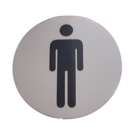 Semn indicator inox toaleta barbati , Ø 8 cm - autoadeziv Semn indicator inox toaleta barbati , Ø 8 cm - autoadeziv