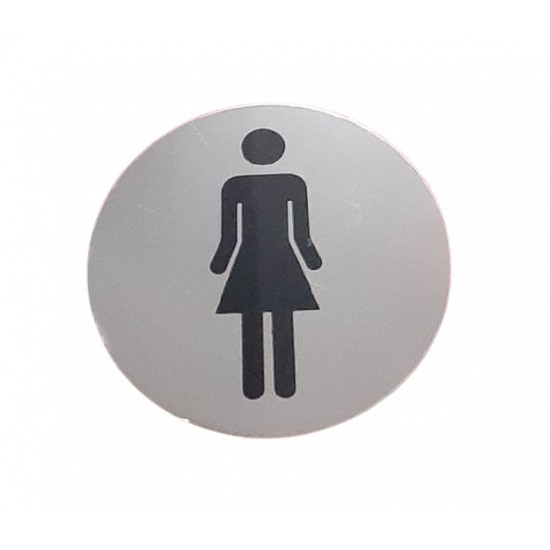 Semn indicator inox toaleta femei , Ø 8 cm - autoadeziv Semn indicator inox toaleta femei , Ø 8 cm - autoadeziv