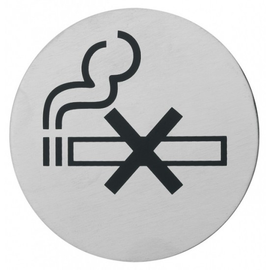 Semn indicator pentru nefumatori (din inox), Ø 7.5 cm Semn indicator pentru nefumatori (din inox), Ø 7.5 cm