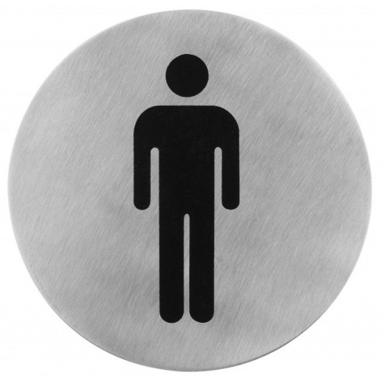 Semn indicator toaleta barbati (din inox), Ø 7.5 cm Semn indicator toaleta barbati (din inox), Ø 7.5 cm