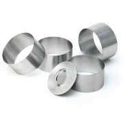 Set 5 piese: inele inox (mousse) si impingator inox Ø 8 x 4.5 cm