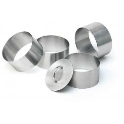 Set 5 piese: inele inox (mousse) si impingator inox Ø 10 x 4.5 cm