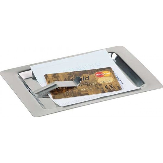 Tavita inox cu clips pentru nota de plata, dimensiuni 17 x 11 cm Tavita inox cu clips pentru nota de plata, dimensiuni 17 x 11 cm